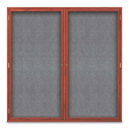 United Visual Products Sliding Door Indoor Enclosed Corkboard, 9 UV9029ACSH-WHITE-MEDGRY